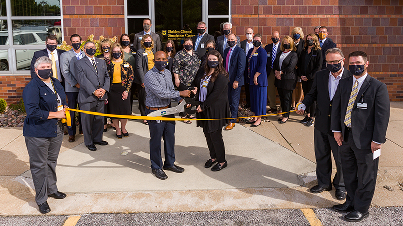 ribbon-cutting ceremony of the Russell D. and Mary B. Shelden Springfield Clinical Campus Simulation Center 