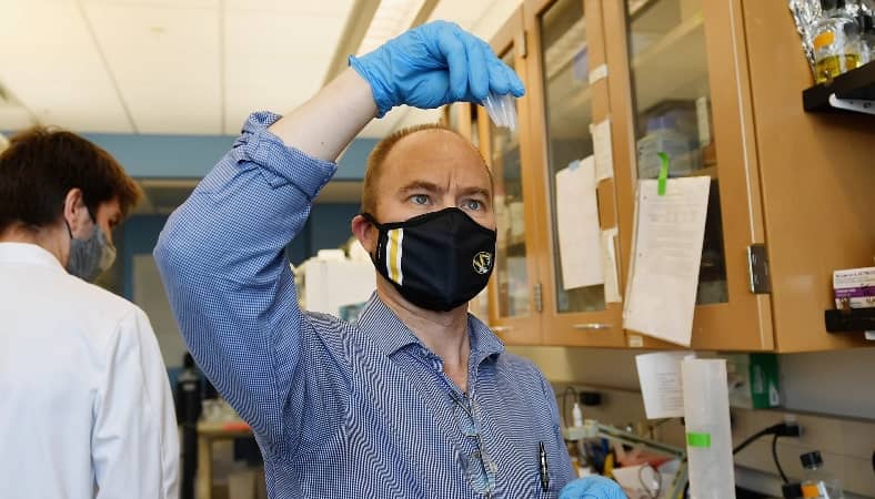 Marc Johnson, a University of Missouri virologist, examines RNA from wastewater samples.