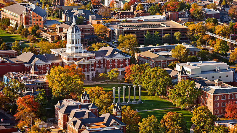 University of Missouri campus aerial view