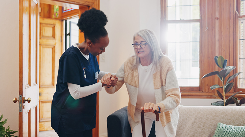 health care worker with client