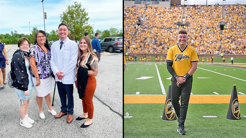 Nicholas Mullendore, a rising M3 at the School of Medicine and first-year student-athlete on the Mizzou Cheer team.