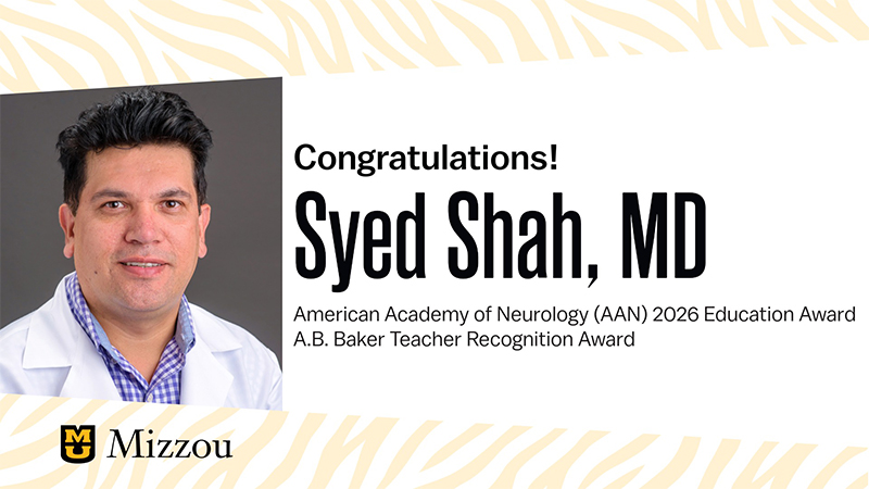Syed Shah, MD, associate professor of Neurology at the University of Missouri School of Medicine