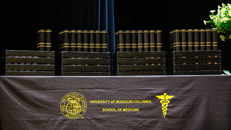 Image of setup for School of Medicine commencement ceremony.