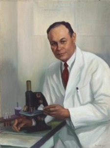 Dr. Charles Richard Drew with microscope