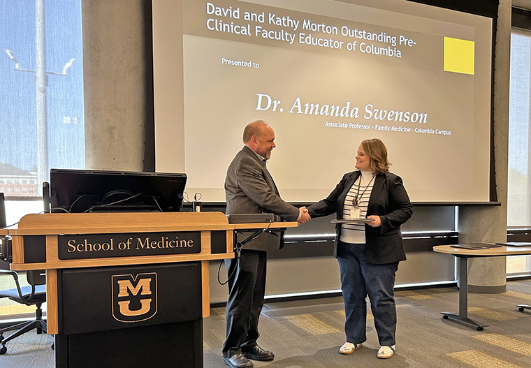 Dr. Amanda Swenson was the recipient of two awards by the Curriculum Committee at the 2024 School of Medicine Education Day.