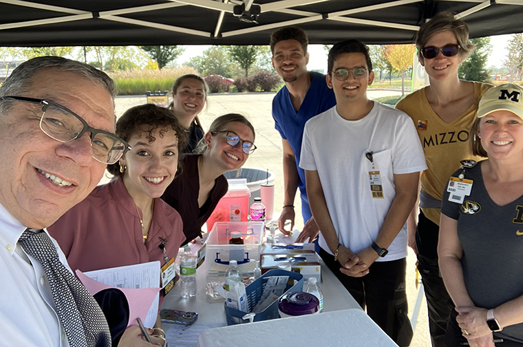 Dr. Laura Morris and Dr. Margaret Day (2ndh and 1st from right) are the vaccination co-chairs for MU Health Care. Their steady leadership has made the fall vaccination events a huge success.