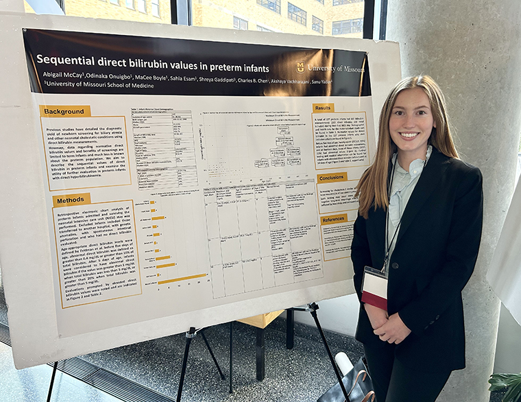  St. Louis native, M2 Abigail McCay, was a part of one of the record 342 student research projects presented at this year’s MU Health Sciences Research Day.