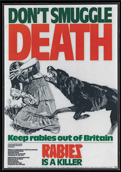 This poster advertised the dangers of rabies in 1977 Britain. Source: Wellcome Collection.