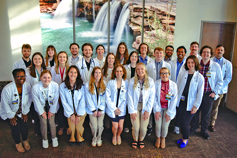  Eichman (back row, fourth from the left) and the Mizzou School of Medicine Springfield Clinical Campus (SCC) Class of 2026.