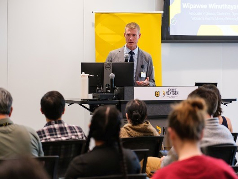 David Arnold, MD, addressed attendees at a NextGen Discovery Series event.