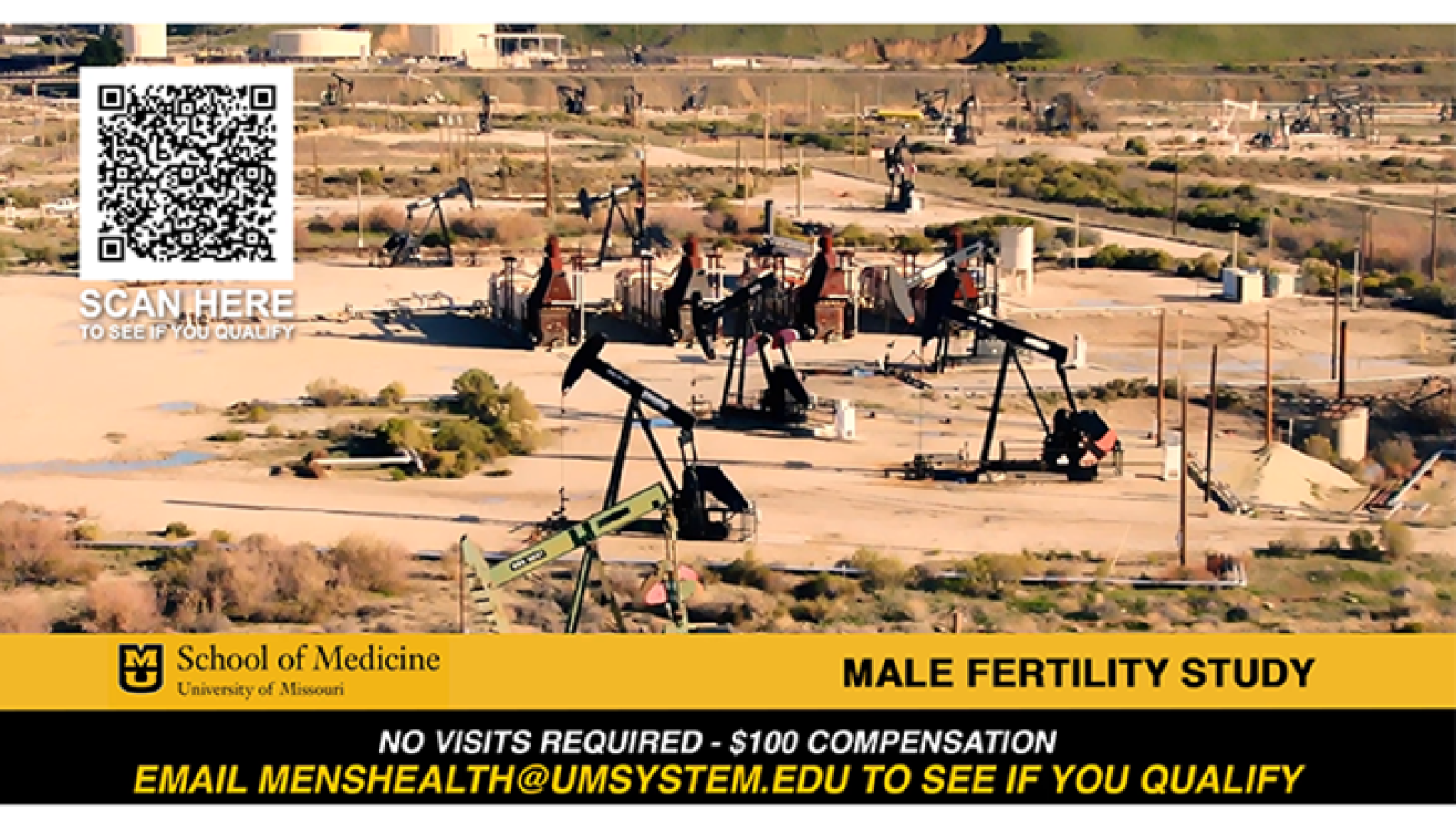 Research study to understand the effect of fracking on male fertility.