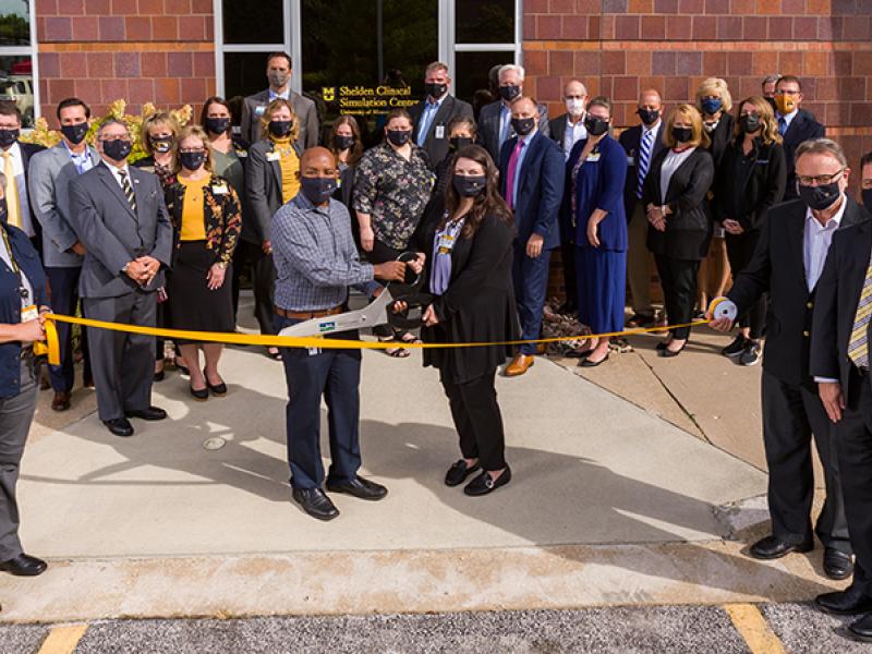 ribbon-cutting ceremony of the Russell D. and Mary B. Shelden Springfield Clinical Campus Simulation Center 