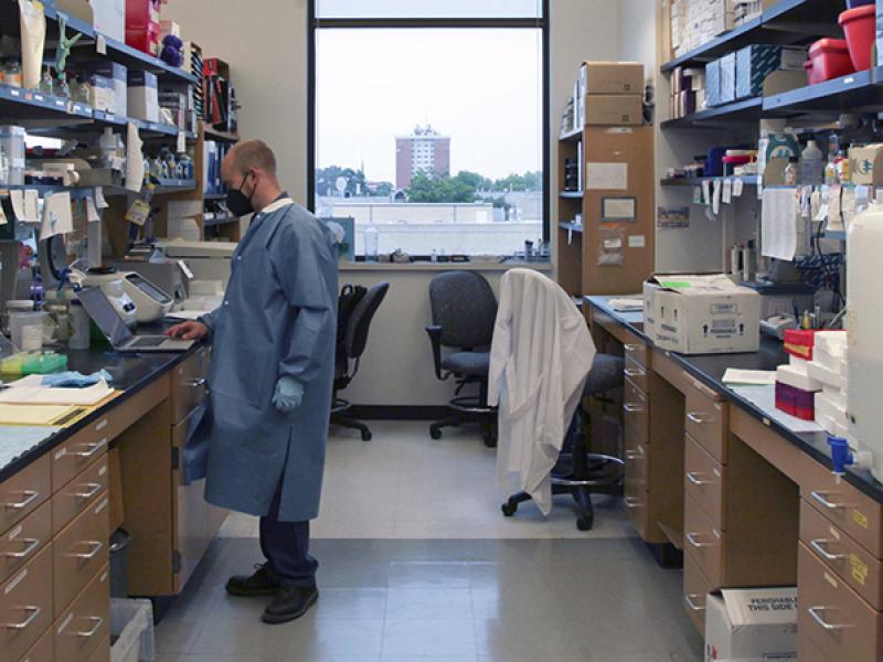 virologist Marc Johnson in his lab