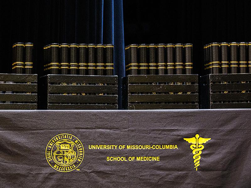 Image of setup for School of Medicine commencement ceremony.